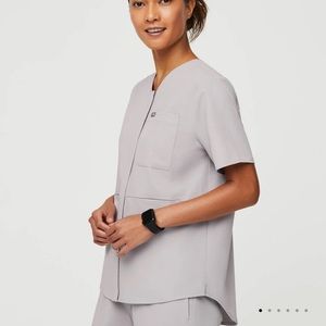 FIGS Masaya Relaxed V Neck Slate Scrub XL Zipper